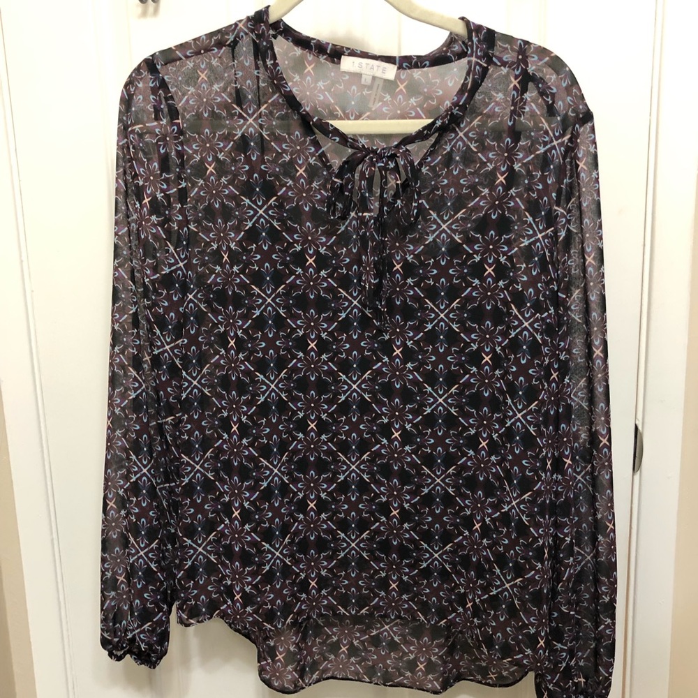 1.State Pussybow Floral Blouse
